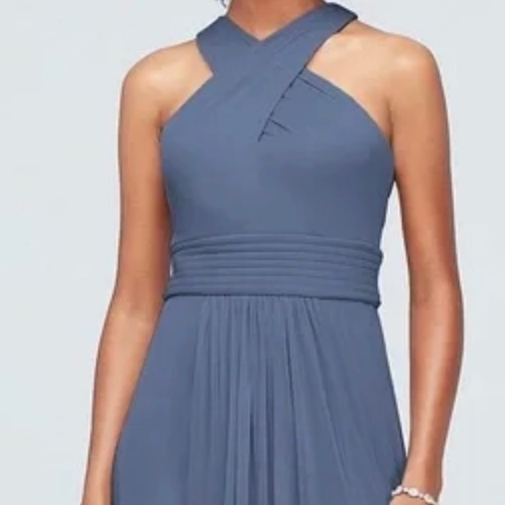 David’s Bridal Criss Cross High Neck